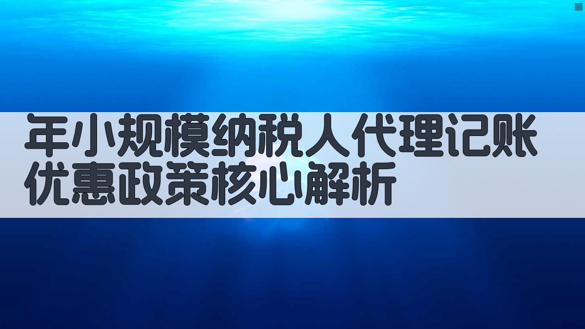 年小规模纳税人代理记账优惠政策核心解析 图1
